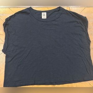 Free People We The Free Black Slouchy Draped Cap Sleeve Tee Oversized Small